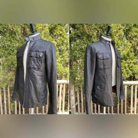 Size 3 Ted Baker Leather Motorcycle Cafe Racer Style Jacket Soft Sheepskin - Picture 2 of 4